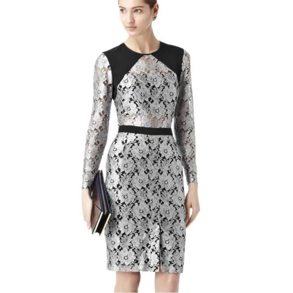 Reiss Monochrome Floral Lace Dress size 6